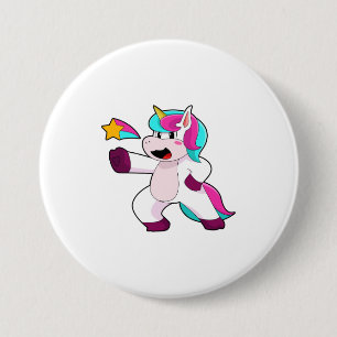 Badge Rond 7,6 Cm Unicorne avec étoile