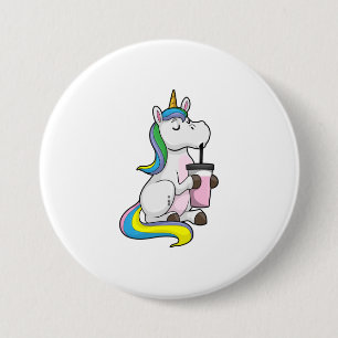 Badge Rond 7,6 Cm Unicorne avec thé bulle