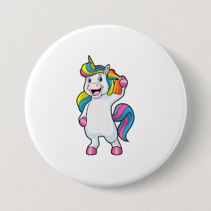 Badge Rond 7,6 Cm Unicorne comme coiffeur avec aérosol