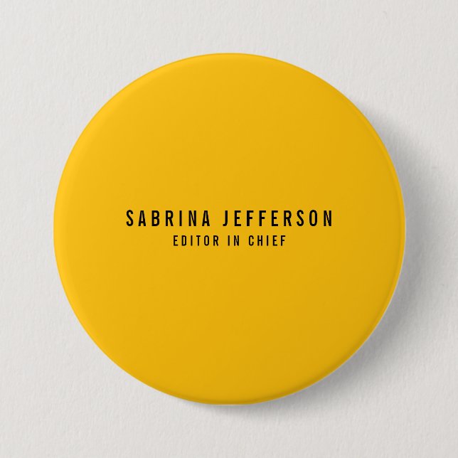 Badge Rond 7,6 Cm Unique Élégant Plat Simple Minimal Jaune Orange (Devant)