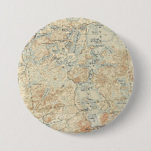 Badge Rond 7,6 Cm Upper Saranac Lake Détail de l'ancienne carte topo