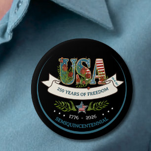 Badge Rond 7,6 Cm US 250 Semi-quincentenaire Aquarelle botanique 4 j