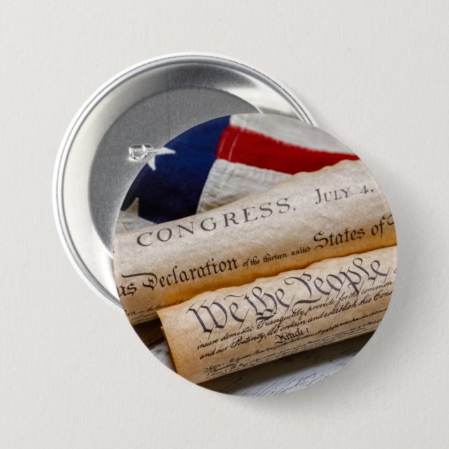 Badge Rond 7,6 Cm US Founding Documents (Devant & derrière)