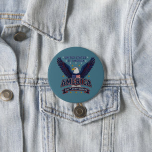 Badge Rond 7,6 Cm USA 250e anniversaire – Bouton Aigle Patriote