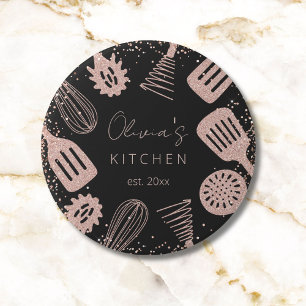 Badge Rond 7,6 Cm Ustensiles de cuisine personnalisés avec paillette