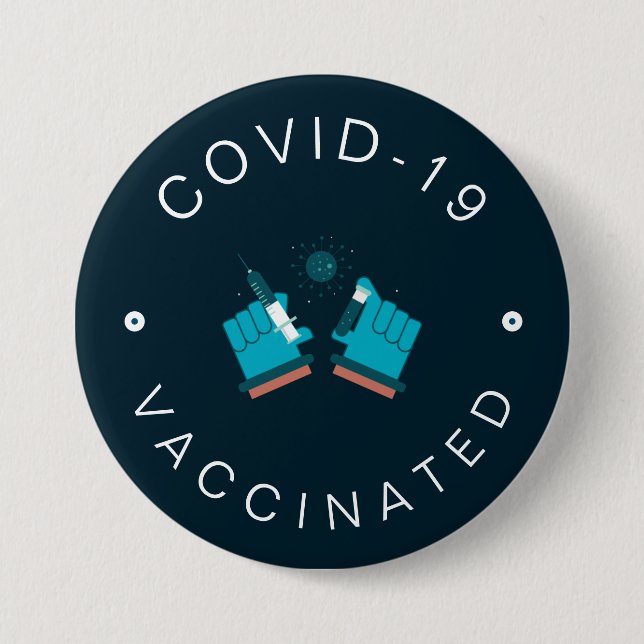 Badge Rond 7,6 Cm Vacciné Motivation des soins de santé modernes Tur (Devant)