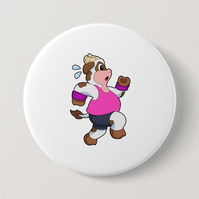 Badge Rond 7,6 Cm Vache à la course (Devant)