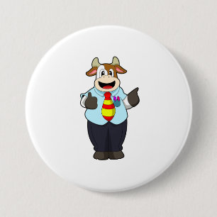 Badge Rond 7,6 Cm Vache comme enseignant avec Cravate