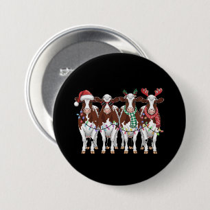 Badge Rond 7,6 Cm Vache Noël Vache Louvain Cadeau Vacances ferme