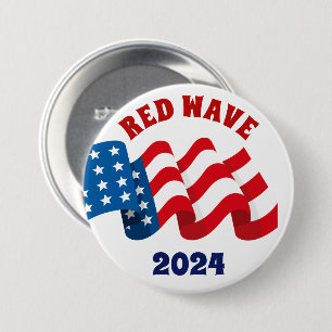 BADGE ROND 7,6 CM VAGUE ROUGE 2024 ÉLECTION RÉPUBLICAINE