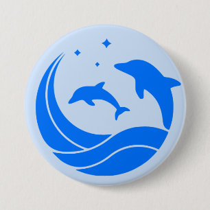 Badge Rond 7,6 Cm Vagues de saut de dauphins
