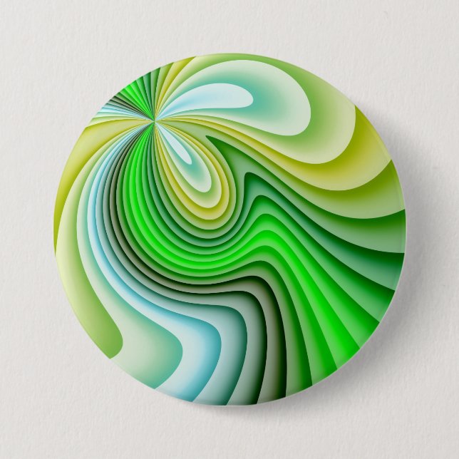 Badge Rond 7,6 Cm Vagues jaunes et vertes (Devant)