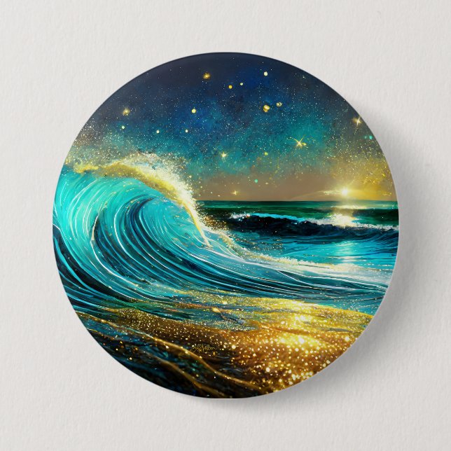 Badge Rond 7,6 Cm Vagues océaniques clignantes (Devant)