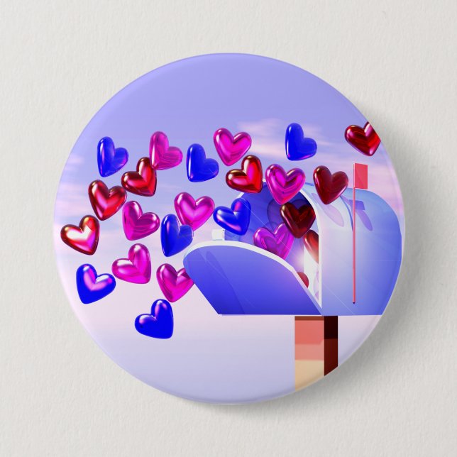 Badge Rond 7,6 Cm Valentine Heart Mail2 (Devant)