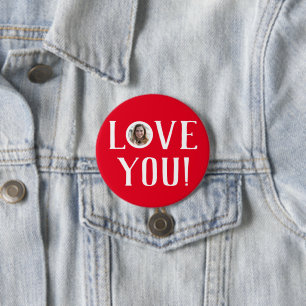 Badge Rond 7,6 Cm Valentines Couple Heart Photo personnalisée person