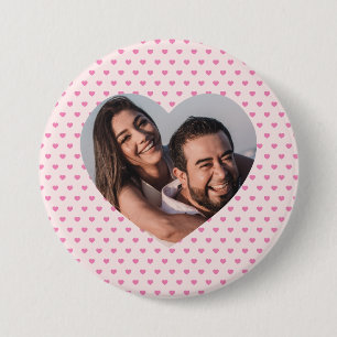 Badge Rond 7,6 Cm Valentines Personnalisée forme de coeur rose