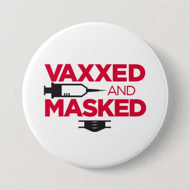 BADGE ROND 7,6 CM VAX & MASK ME ! (Devant)