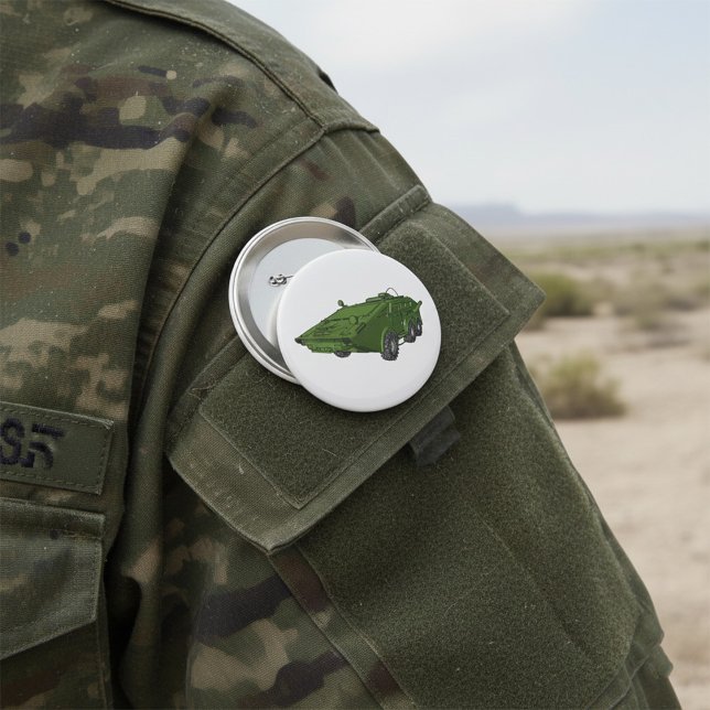 Badge Rond 7,6 Cm Véhicule militaire blindé vert (Créateur téléchargé)