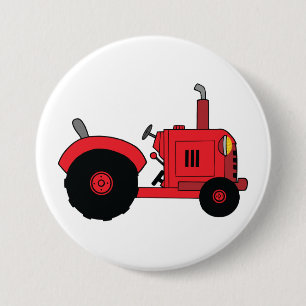 Badge Rond 7,6 Cm Véhicule tracteur de ferme rouge
