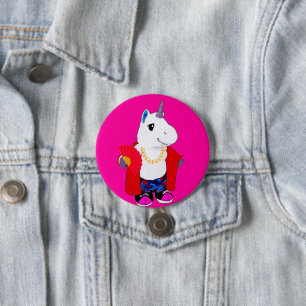 Badge Rond 7,6 Cm Ventilateur d'ombre de la chaîne d'or Unicorne