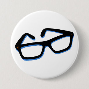Badge Rond 7,6 Cm Verres nerd frais