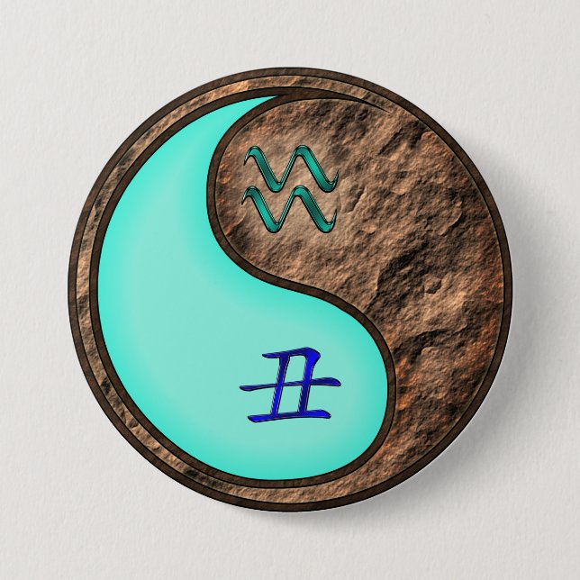 Badge Rond 7,6 Cm Verseau & Boeuf de Terre (Devant)