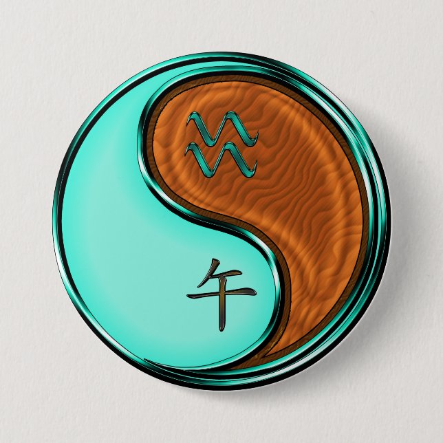 Badge Rond 7,6 Cm Verseau & Cheval de Bois (Devant)