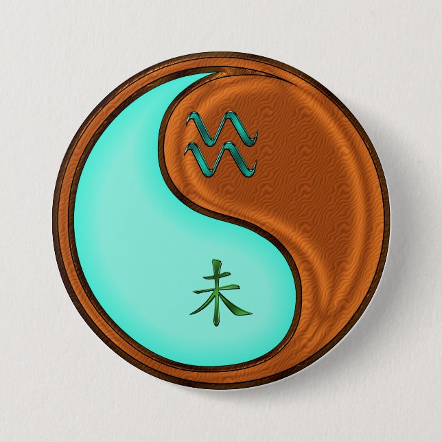 Badge Rond 7,6 Cm Verseau & Chèvre de Bois (Devant)