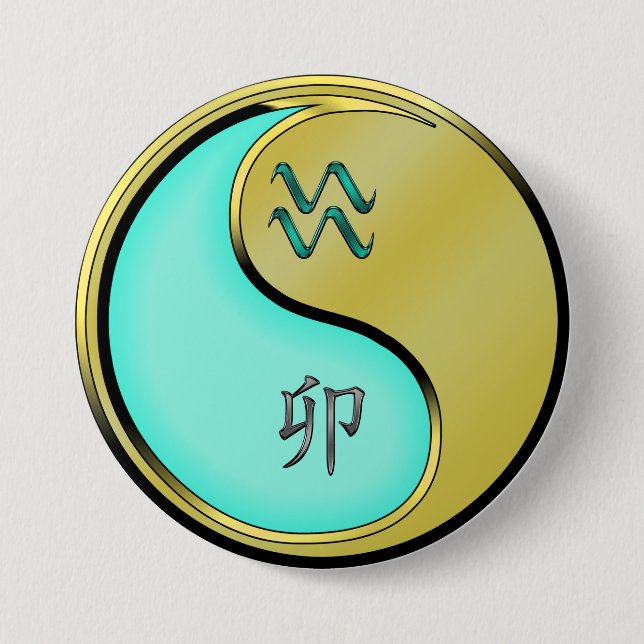 Badge Rond 7,6 Cm Verseau & Lapin Métal (Devant)