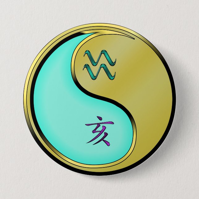 Badge Rond 7,6 Cm Verseau & Métal Sanglier (Devant)