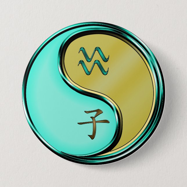 Badge Rond 7,6 Cm Verseau & Rat Métal (Devant)