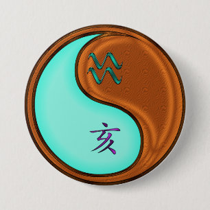 Badge Rond 7,6 Cm Verseau & Sanglier de Bois
