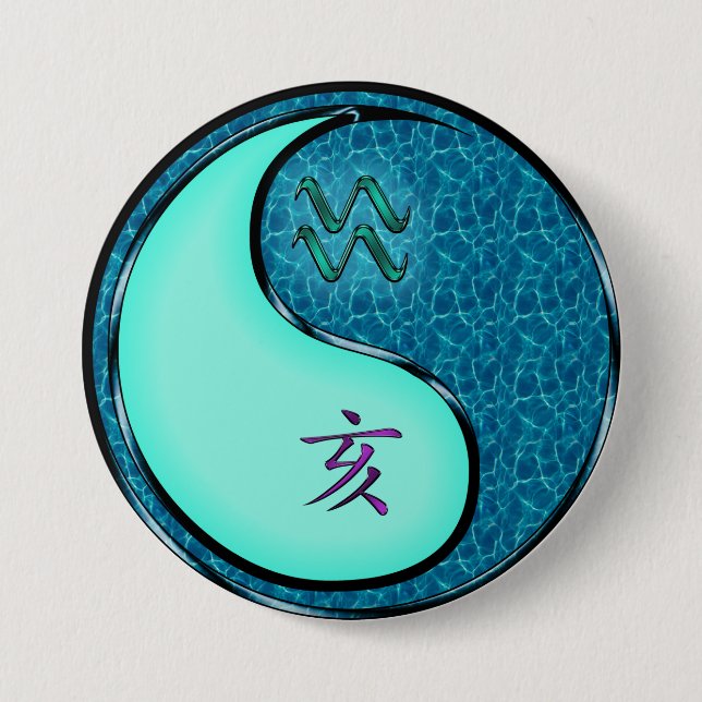 Badge Rond 7,6 Cm Verseau & Sanglier d'eau (Devant)