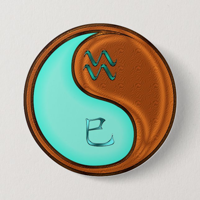 Badge Rond 7,6 Cm Verseau & Serpent de Bois (Devant)