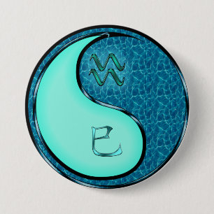 Badge Rond 7,6 Cm Verseau & Serpent d'eau