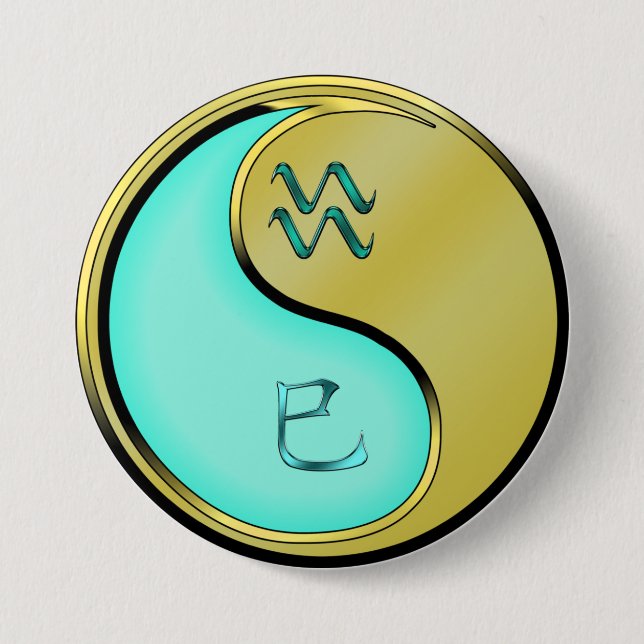 Badge Rond 7,6 Cm Verseau & Serpent Métal (Devant)