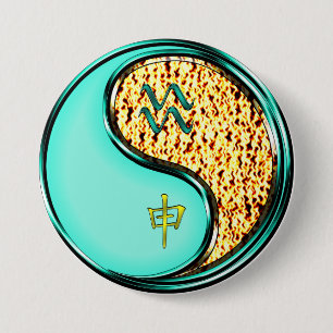 Badge Rond 7,6 Cm Verseau & Singe de Feu