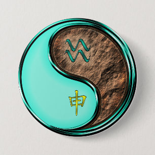 Badge Rond 7,6 Cm Verseau & Singe de Terre
