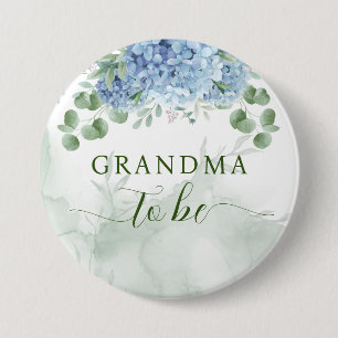 Badge Rond 7,6 Cm Vert Bleu hydrangée Baby shower grand-mère à être
