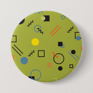 Badge Rond 7,6 Cm Vert, moderne, cool, tendance, urbain, Memphis mot