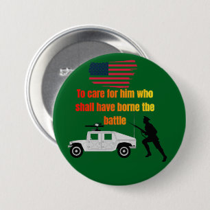 Badge Rond 7,6 Cm Vétérans américains vert forêt