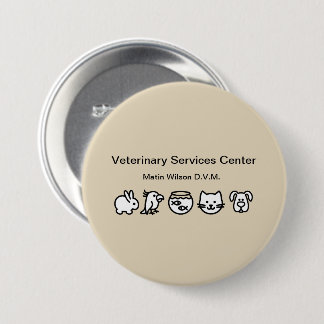 Badge Rond 7,6 Cm Veterinarian Veterinary Staff Name Pin