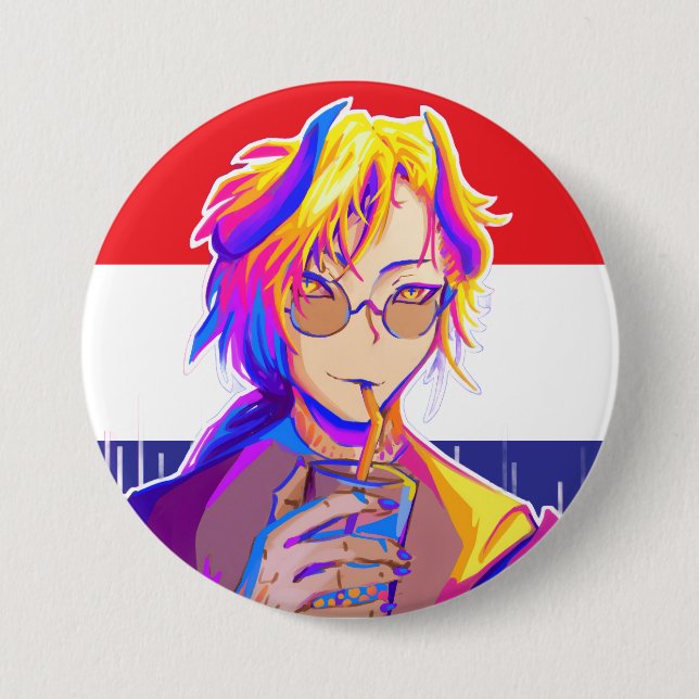 Badge Rond 7,6 Cm Vibe d'été Koningsdag anime (Devant)
