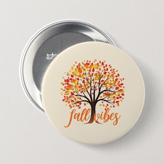 Badge Rond 7,6 Cm Vibes d'automne - Cosy Fall Tree (Devant & derrière)