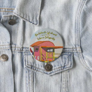 Badge Rond 7,6 Cm Vibes de Sauveteur Rose pour un Week-end de Bachel