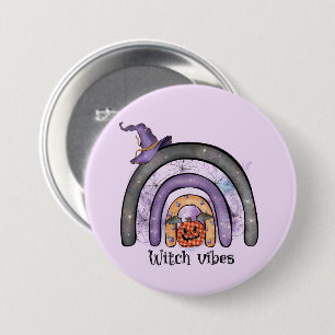 Badge Rond 7,6 Cm Vibes de sorcière noir arc-en-ciel