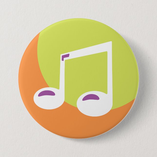 Badge Rond 7,6 Cm Vibrant Musical Note Double Eighth (Devant)