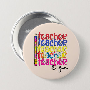 Badge Rond 7,6 Cm Vie de l'enseignant Motif répété - Éducateur éléga