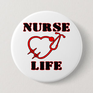 BADGE ROND 7,6 CM VIE INFIRMIÈRE