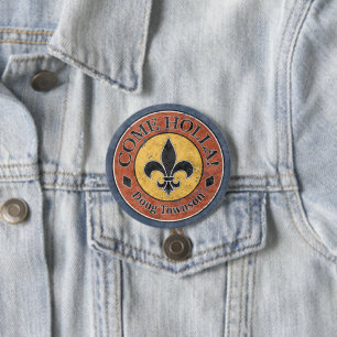 Badge Rond 7,6 Cm Viens Holla ! Logo Fleur-de-lis Circle